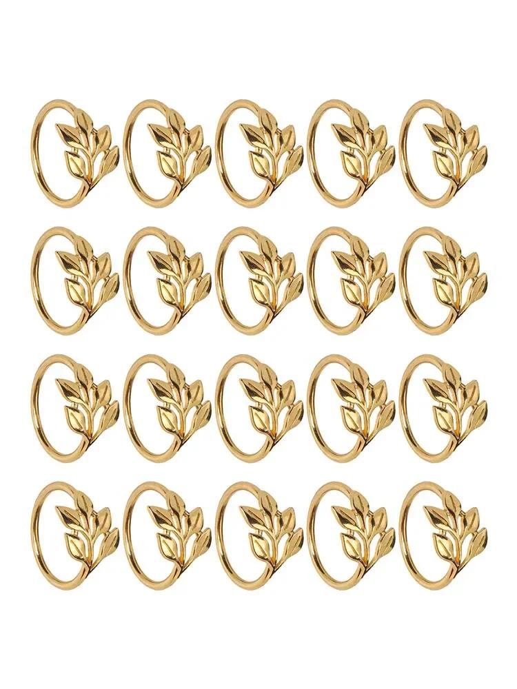 20 Piece Leaf Pattern Napkin Ring Set for Table Settings Metal Holders Designed for Weddings and Special Occasions