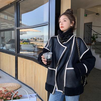 Winter New Fleece Thickened Granular Fleece Splicing Jacket