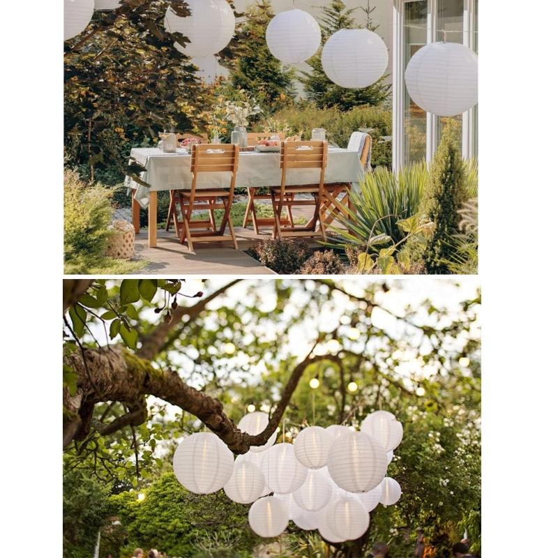 12pcs Chinese Round Paper Lanterns for Wedding Party Decoration White Japanese Hanging Lampshades New Year Decoration