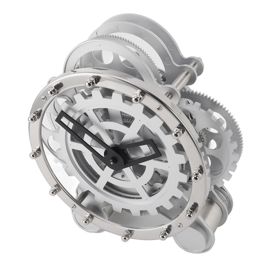 Tischuhr mit Zahnrädern Europäische Mechanische Zahnraduhr Kreativität 2 Füße Metall Rotierende Zahnraduhr Schreibtischuhr für Wohnzimmer