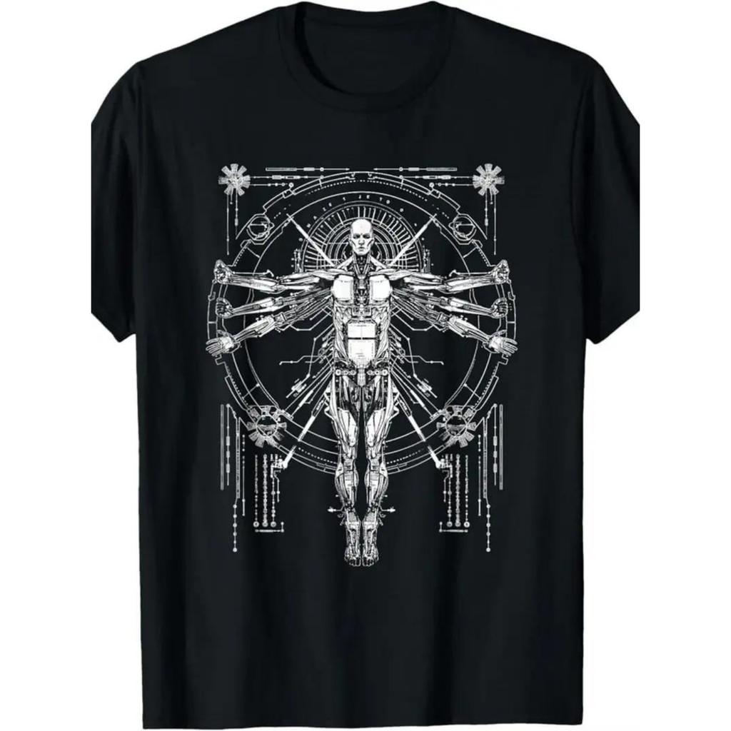 Science Fiction Fan Retro Futuristic Robot Printed Tshirt Fashionable Y2K Urban Highquality Pure Cotton Mens Tshirt