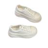Lederplateau weiße Schuhe Damen 2025 neu vielseitig Füße klein lässige Sportschuhe leicht Muffin-Schuhe Board-Schuhe Tide