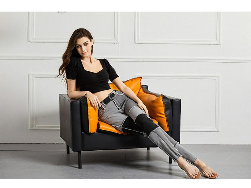 2025 Women's High Waist Slim Jeans with Elasticity, European & American Style, Plus Size, Frayed Hem, Patchwork
