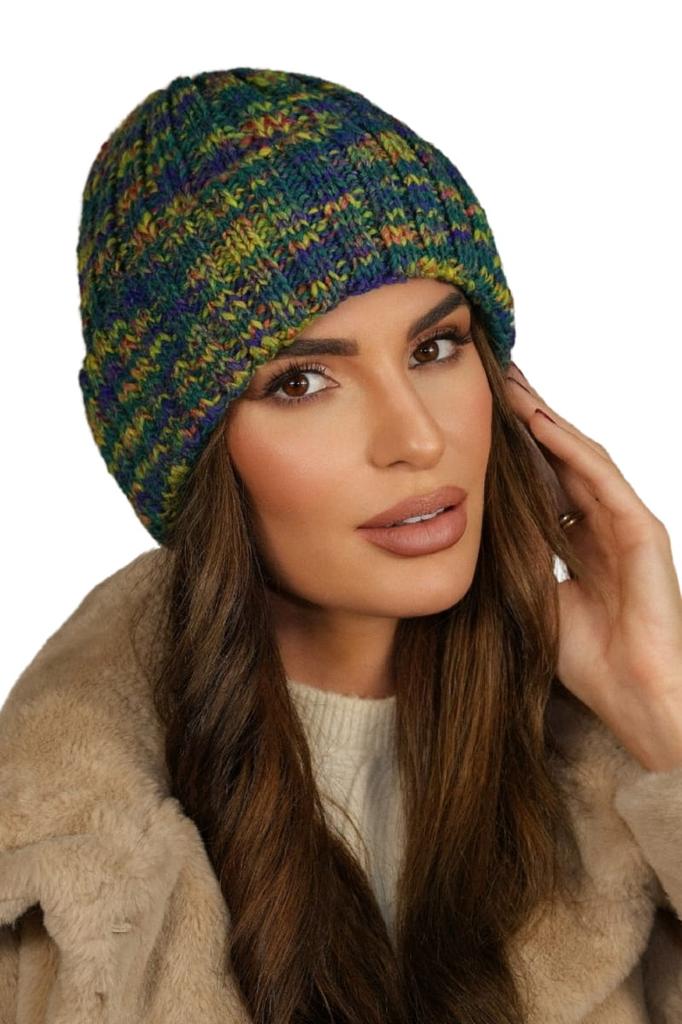 Winter Hat In Interesting Colors - Shade of Green Kamea-Hasu