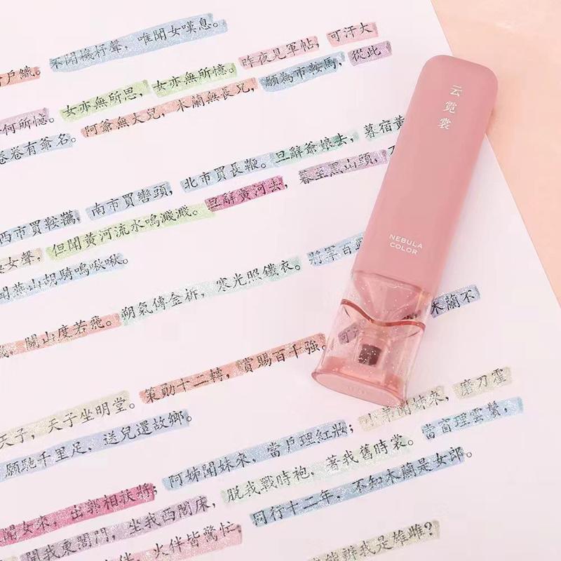 4 Pcs/Set Pastel Clear Color Oblique Head Highlighter Pen Cute Rose And Moon Art Drawing Pen For Students Supplies Stationery