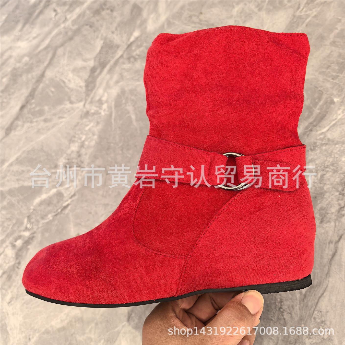 

Женские ботильоны средней высоты с пряжкой, осенне-зимние короткие ботинки, женские ботинки большого размера 43 красный