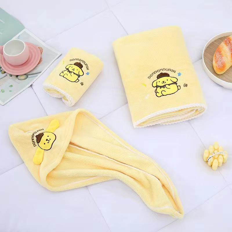 Cartoon Embroidered Coral Fleece Towel Set - Super Absorbent & No Shedding Hand Towel 35x75
