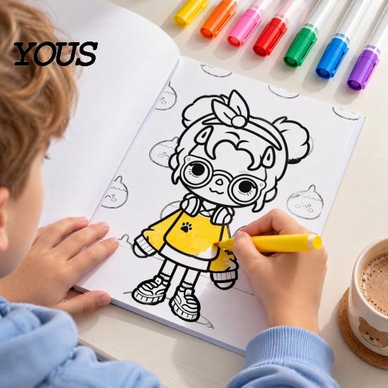 Creative Gifts for Children Cartoon Character Coloring Book Kids, Thick Paper Clear Line Birthday Painters Art Patterns Drawing Book, Fine Motor