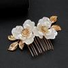 Bridal Hair Comb with White Lotus Decor Wedding Elegant Alloy Comb Barrette for Princess Party Favors Accessories
