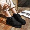 Johnature Casual Women's Short Boots Plush Warm Cotton Shoes Handmade Soft Sole Lace-up Cloth Shoes