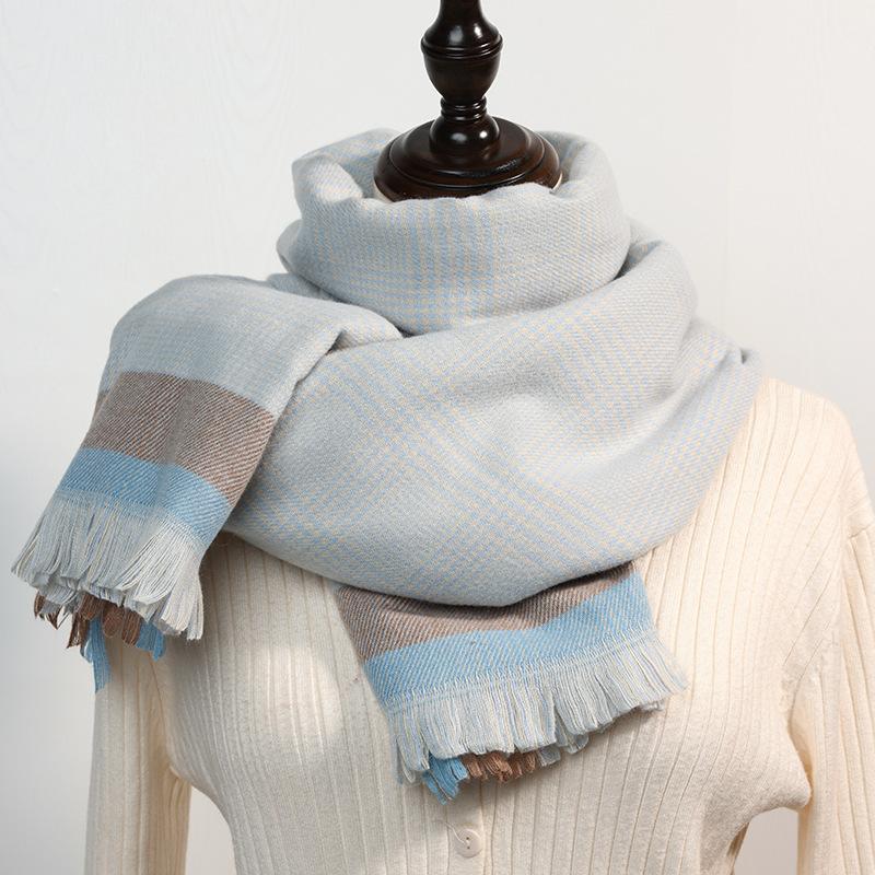 Color matching scarf women's 2025 autumn and winter new sweet medium and long warm imitation cashmere scarf shawl fashion