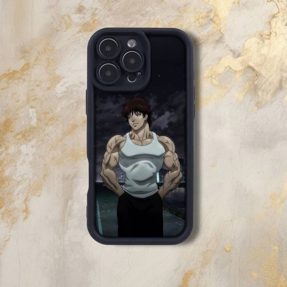 B-Baki Anime H-Hanma Phone Case For iPhone 17,16,15,14,13,12,Pro,Max,Plus,E,SE4,Air, emery Black Full Coverage TPU