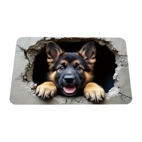 Realistic Animal Floor Mat 3D Optical Illusion Rug Cute Cat Design Entrance Rug Non-slip Dog Doormat for Bathroom Kitchen Living Room Bedroom