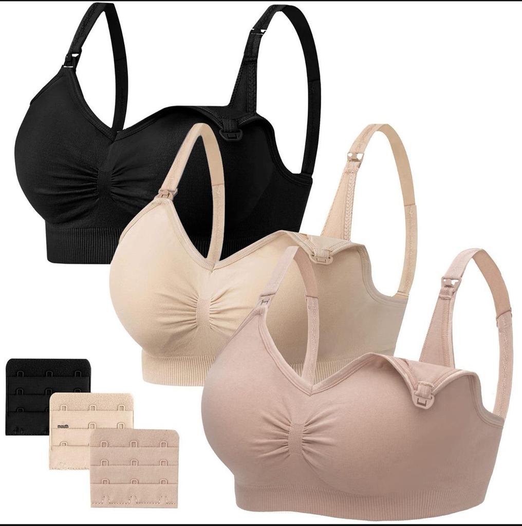 Plus Size Front-Opening Seamless Nursing Bra with Removable Breathable Pads