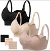 Plus Size Front-Opening Seamless Nursing Bra with Removable Breathable Pads