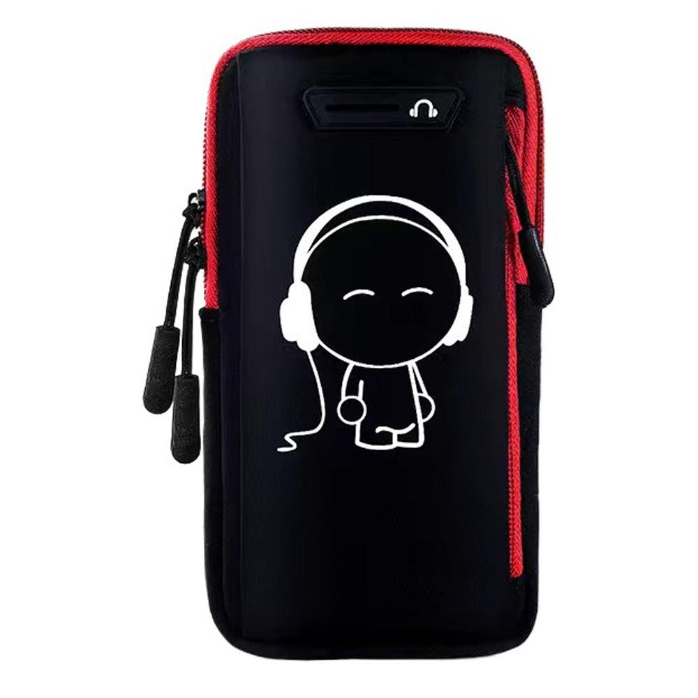 

Ночной светящийся наручный чехол-сумка для телефона Спортивная наручная сумка Сумка для телефона для бега Спорт чёрный/красный