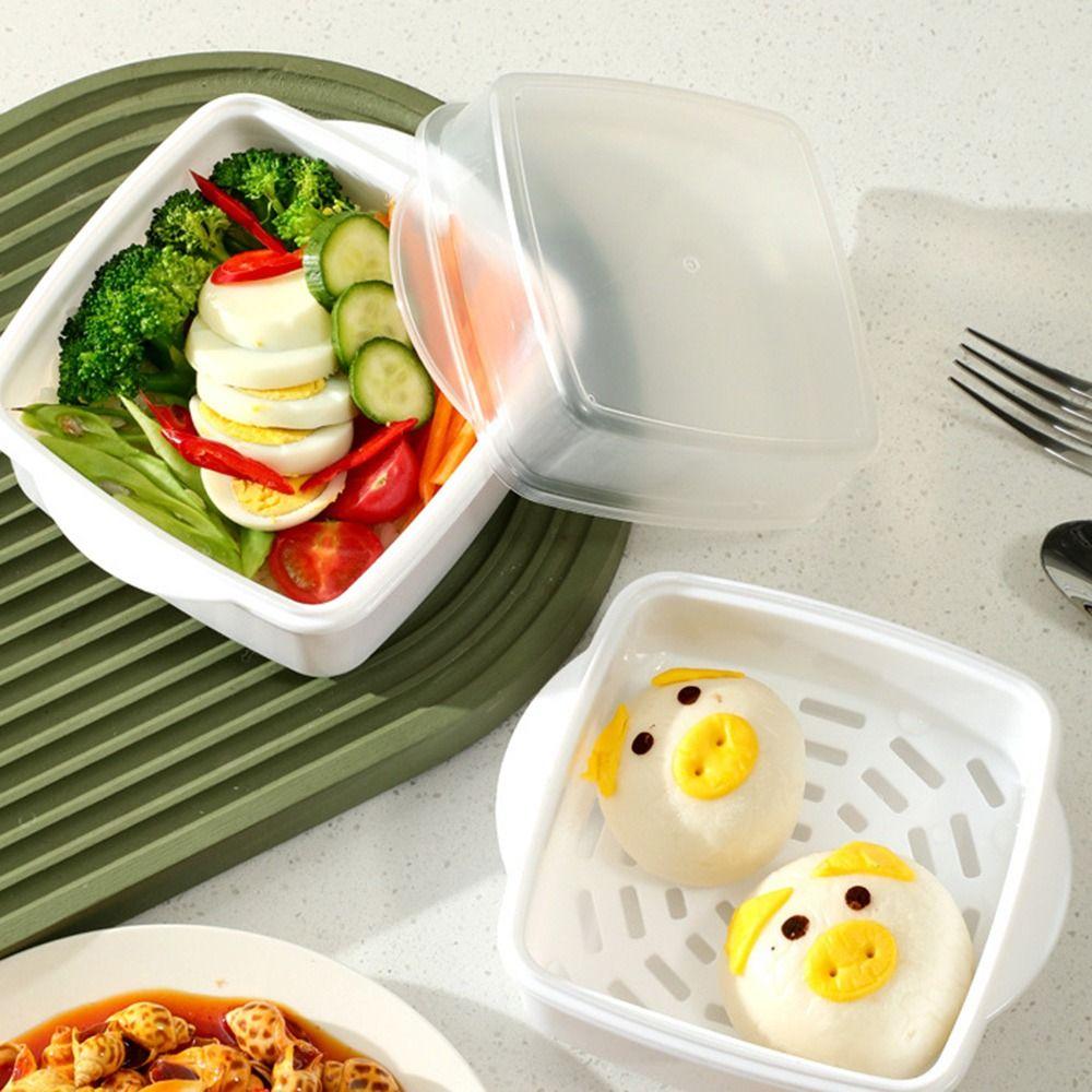 Mehrschichtige Mikrowellen-Dampfgarbox mit Deckel Kunststoff Küchen-Dampfgarer Hitzebeständige Gemüse-Lunchbox