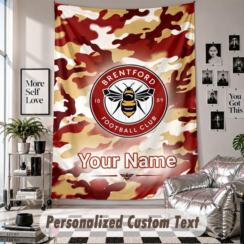 Custom Tapestry Wall Hanging, Brentford Football Personalized Name Text Home Wall Decor