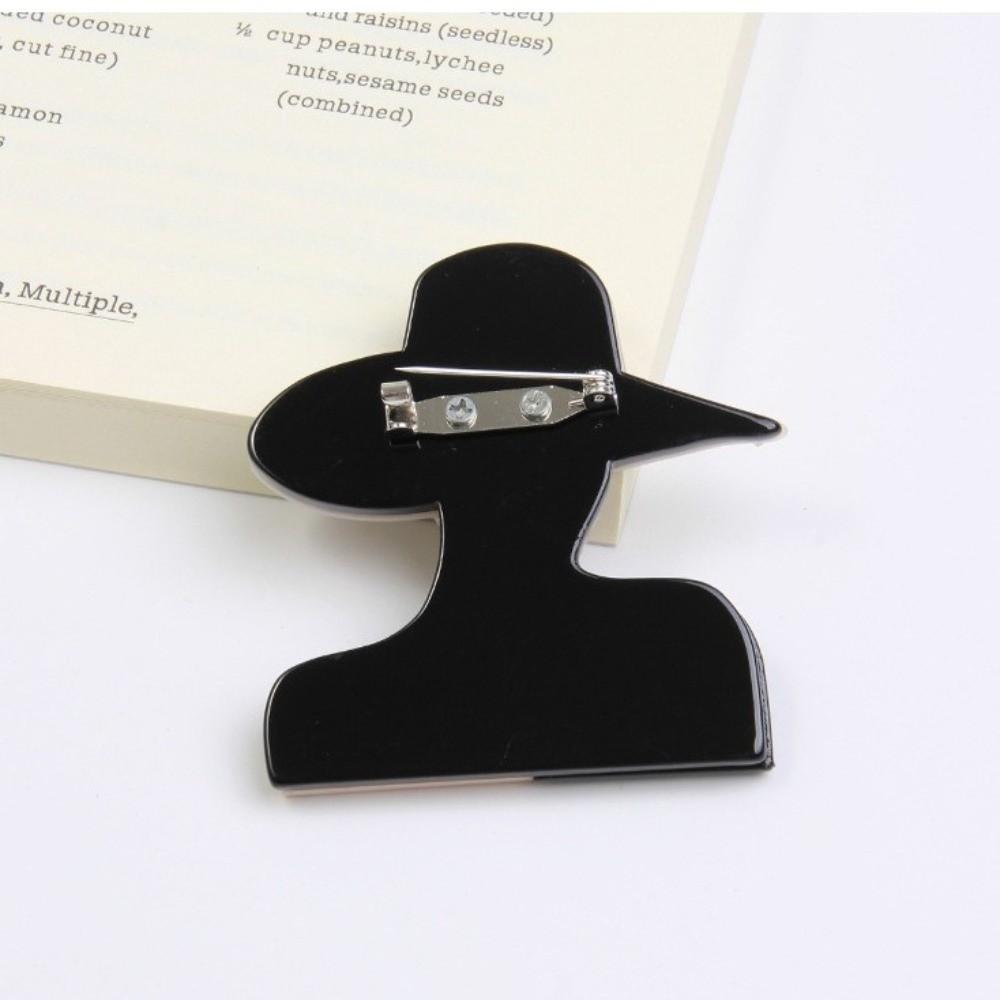 Acrylic Lady with Hat Brooch Cartoon Modern Girls Badge Women Portrait Pin  Clothing Accessories