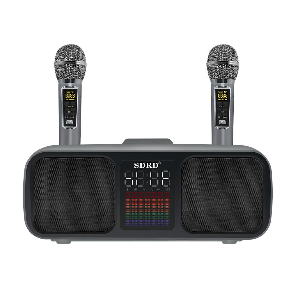 Karaoke-Maschine für Erwachsene & Kinder Tragbare Lautsprecher mit 2 UHF-Funkmikrofonen Unterstützt AUX/USB/Typ C/TF-Karte/Bluetooth PA-System