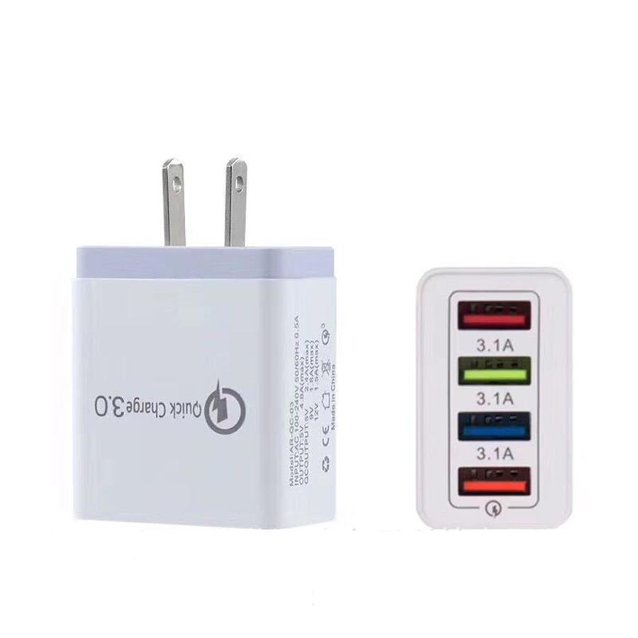 Quick charge 3.0 4 Port USB Wall Charger with USB Charging Technology for iPhone 7/7Puls/6S/6S P/5SE/iPad/LG /Samsung/HTC/Nexus and More