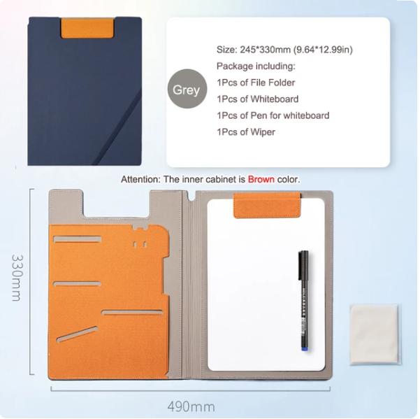 12.9x9.6in A4 Leather Business Padfolio Portfolio Folder Magnetic Clipboard Conference Folders Document Card Organizer Office