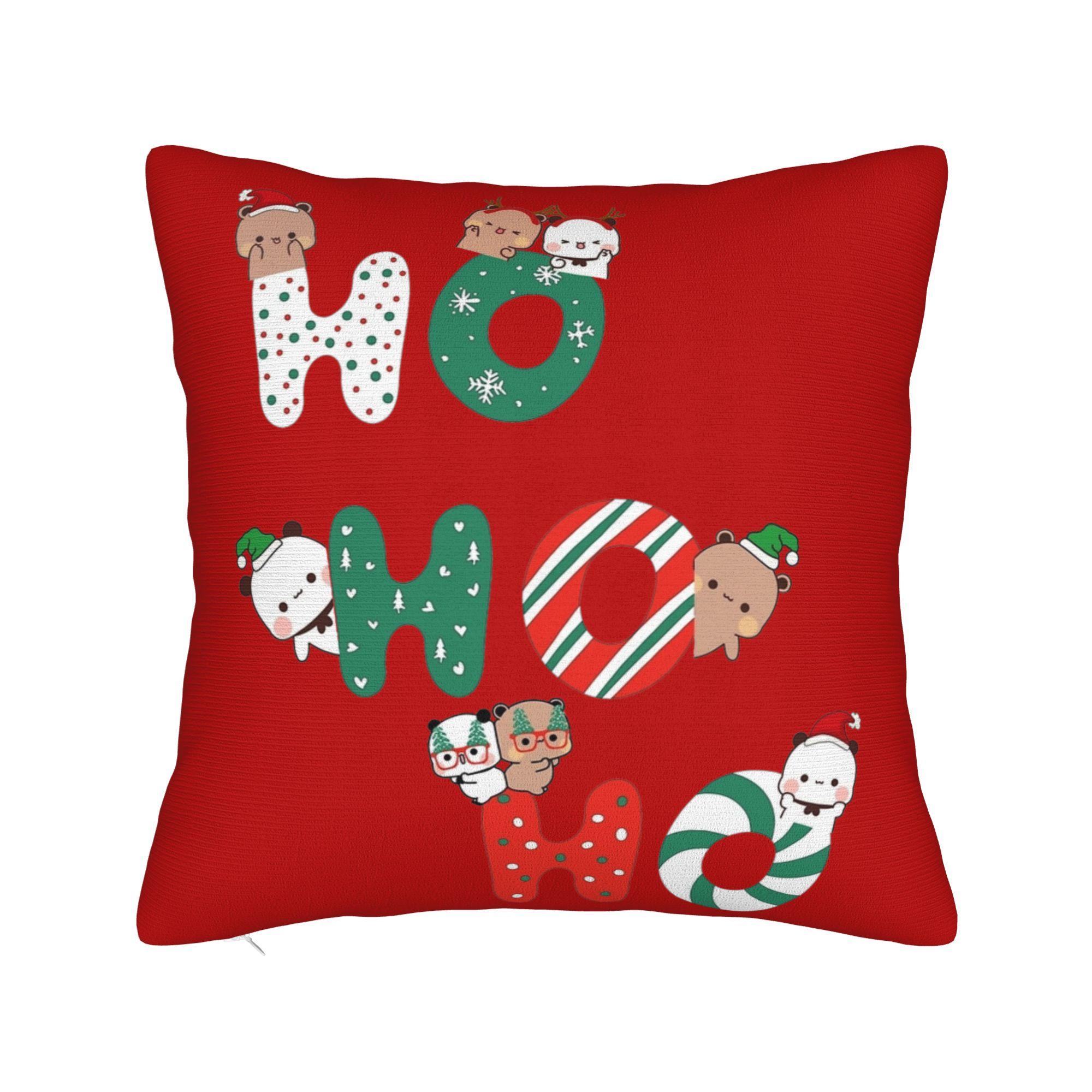 

Dudu Bear and Bubu Panda Christmas Pillowcase Printing Fabric Cushion Cover Decor Pillow Case Cover Car Zippered 40X40cm 30x30cm 12x12in