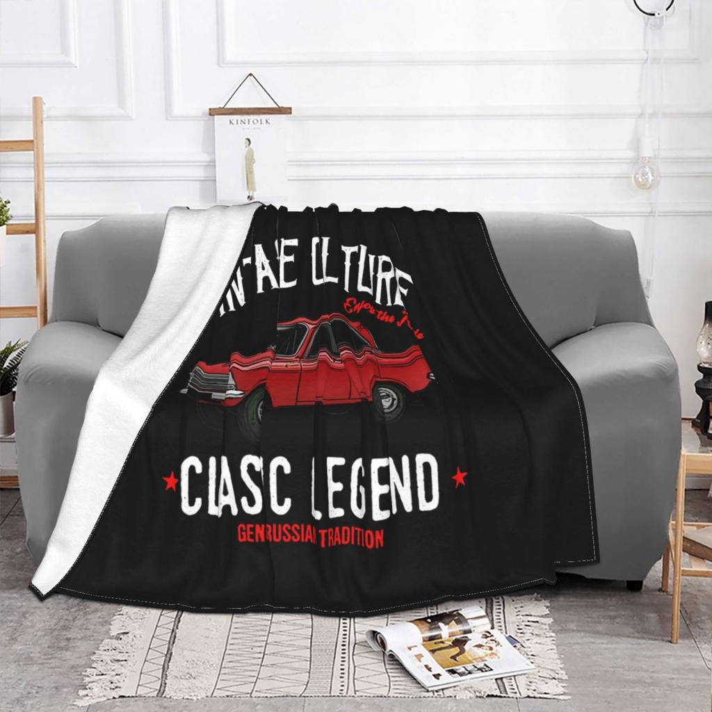 Russian Car Moskvich 412 Inspired Blanket Soft Comfort High-Quality Faux Fur Throw Camping Blanket