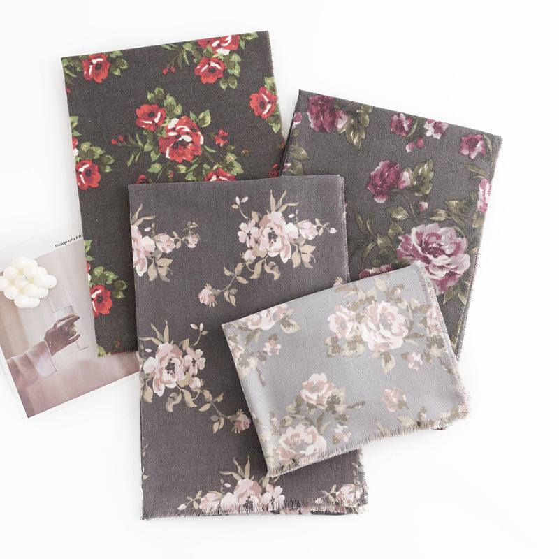 Women'S European And American Ethnic Style Printed Short Tassel Imitation Cashmere Brushed Comfortable Warm Shawl Scarf