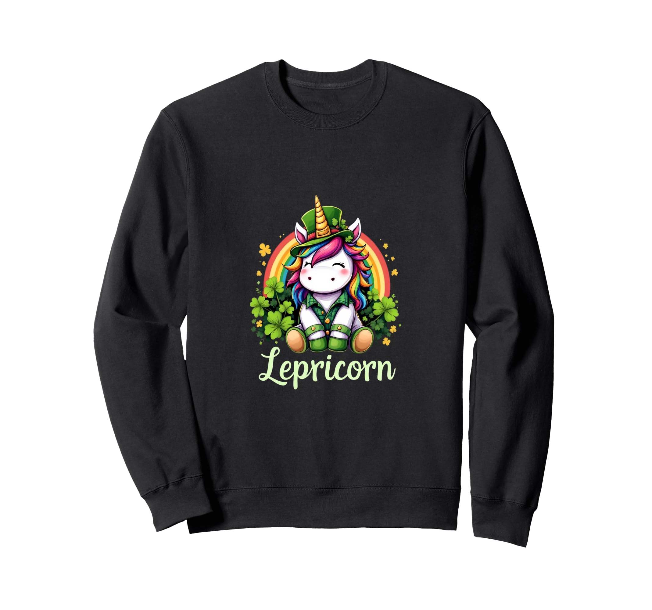 

Day Leprechaun Unicorn Rainbow Charm Sweatshirt St. Patrick s чёрный