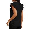 Women Fashion Casual Solid Color Ruffle Sleeve V Neck Short Sleeve Top Lightweight Comfortable Summer Shirt for Daily Wear