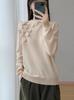 Women's Handmade Pure Wool Sweater - Soft, Fluffy, Versatile with Half-High Collar for Autumn and Winter