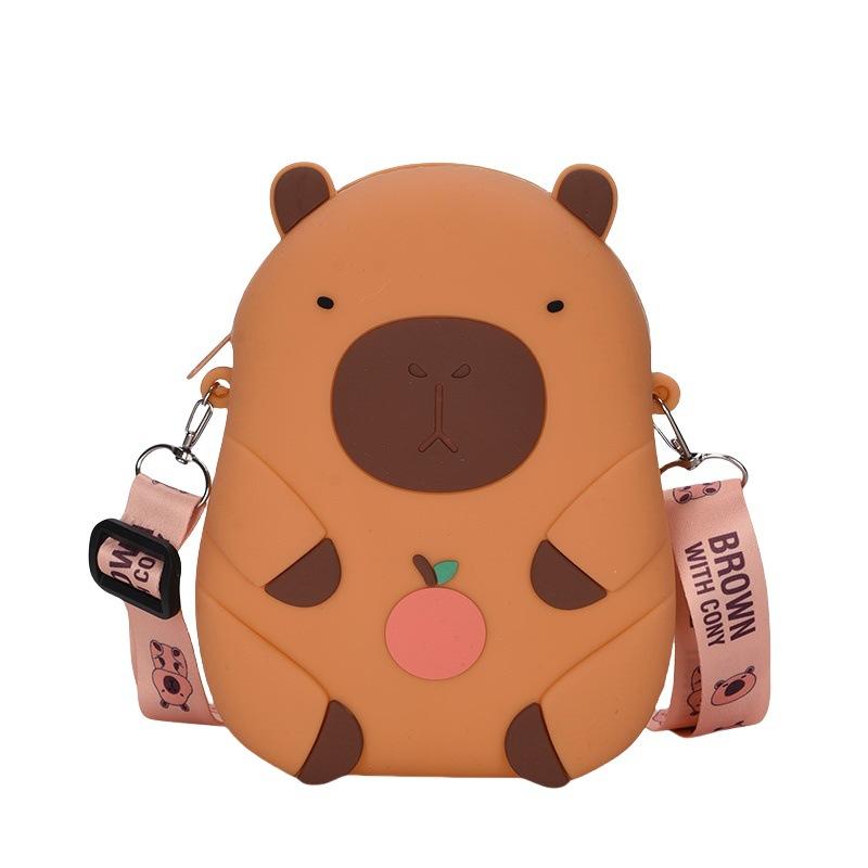 Cute Kapibara Silicone Bag Cute Girl Children's Oblique Cross Change Bag Versatile Cartoon Mobile Phone Bag