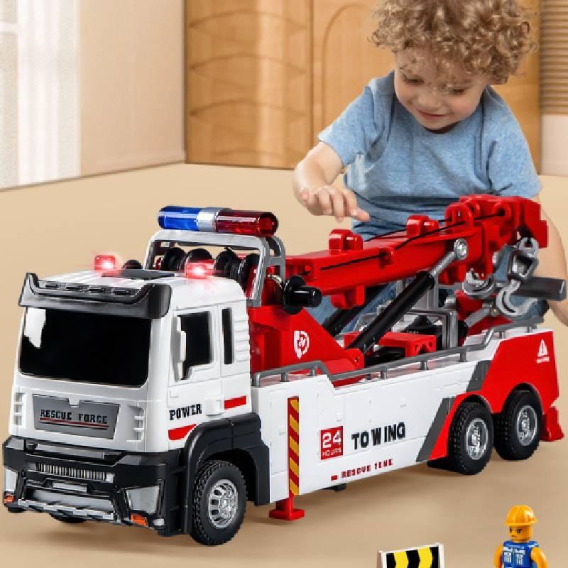 Kinder Ingenieurfahrzeug Spielzeug mit Doppelhaken Straßenrettungsfahrzeug mit Beleuchtung und Soundeffekten