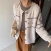 Vintage embroidered flower knitted cardigan women's autumn and winter new lazy wind loose soft waxy jacquard sweater jacket