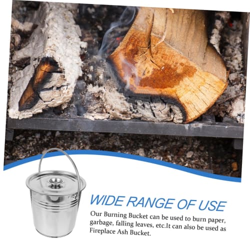 SEWOART Stainless Steel Ash Bucket for Fireplaces and Barbecues, Lightweight and Easy to Carry, with Durable Handle, Versatile for Grills and Fire Pit