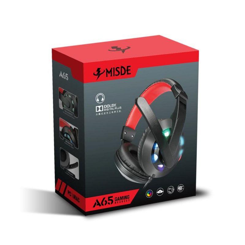 A65 Head-mounted Glowing Gaming Headset with Microphone and Heavy Bass