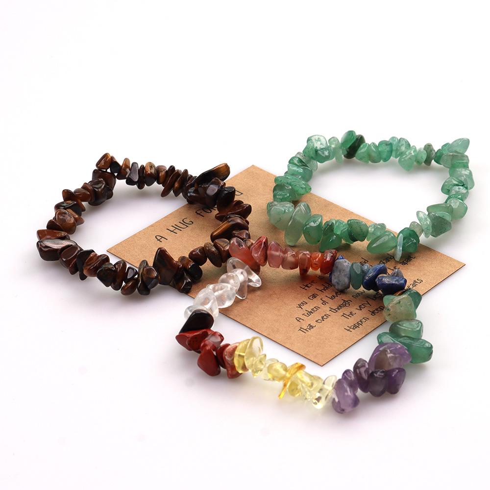 Siebenfarbiges Achat-Amethyst-Elastikarmband - Natürlicher unregelmäßiger Kristallstein Handschmuck