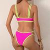 2025 Color Block Two-Shoulder Strap Split Swimsuit Women's Beach Bikini