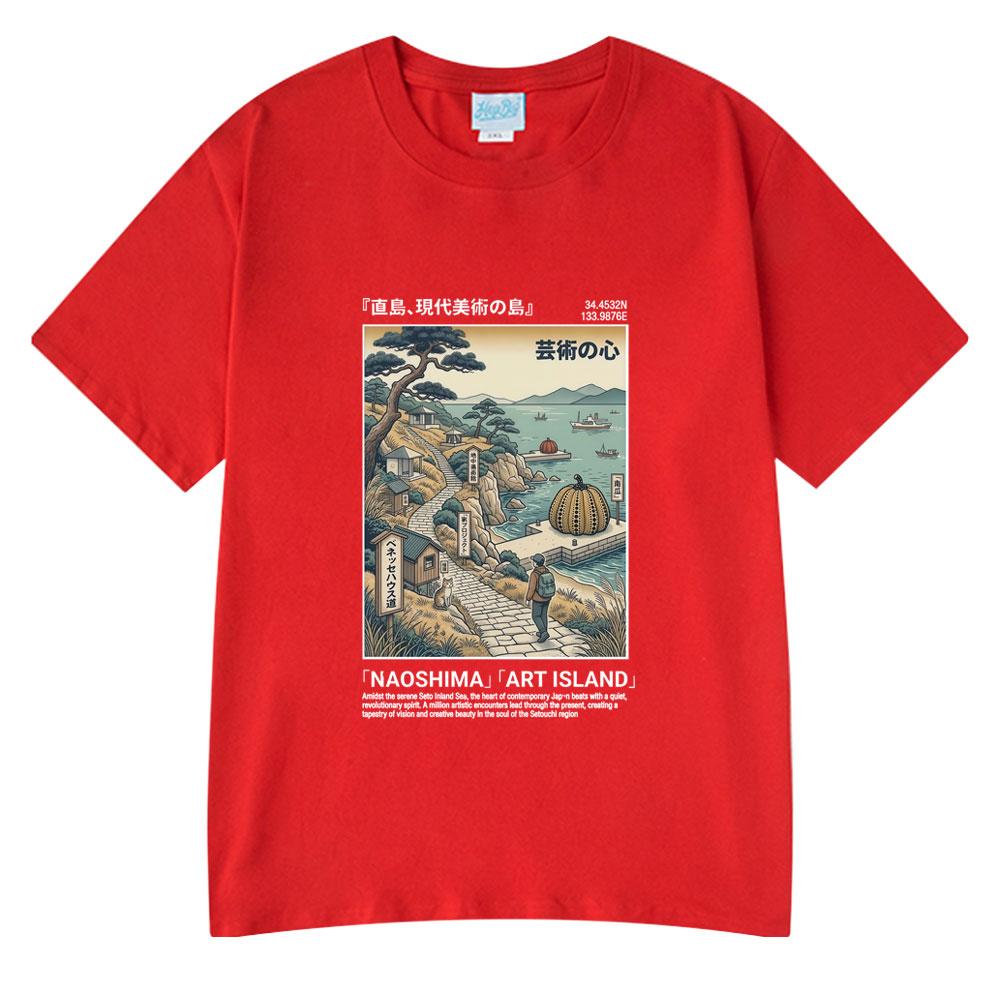 

Tokyo Hokkaido Wave Washed Oversized T Shirt Vintage Japanese Harajuku High Quality Cotton T-shirts Summer Unisex Women Clothing S