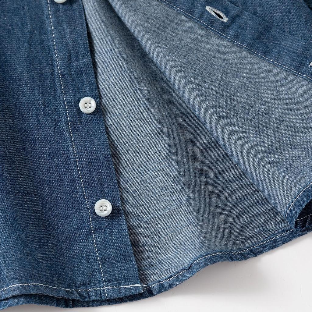Boys Denim Shirt Jacket Long Sleeve Casual Button Down Lightweight Spring Autumn Outerwear Fashion Clothing for Toddler and Kids