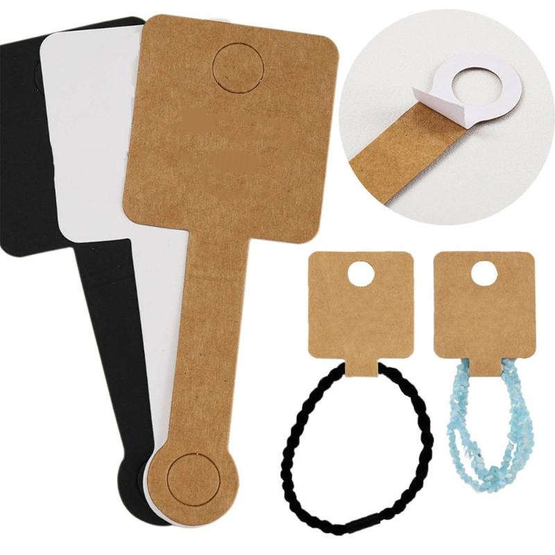 100Pcs Foldable Kraft Paper Packing Cards For Diy Hair Tie Jewelry Display Holders Handmade Necklace Bracelet Retail Price Tags