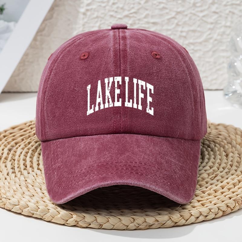 

ЖИЗНЬ НА ОЗЕРЕ Принт с буквами Женская бейсболка Весна-Лето Универсальная Винтажная Мягкий верх Шляпа-ведро Потертая стираная Папина шляпа One Size