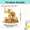 1PCS Auspicious Golden Elephant Faux Leather Acrylic 2D Printed Desktop Decoration for Home And Office Decor