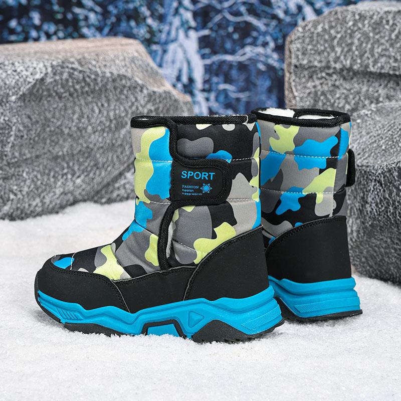 28-38Kids Winter Boots Convenient Outdoor Thick Sole with Plush Insulation Children's Snow Boots High Top Cotton Shoes