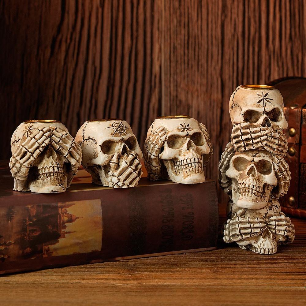 Resin Handicrafts Bone Candlestick Candle Holder Halloween Accessories Skeleton Candelabros Home Decoration Accessories
