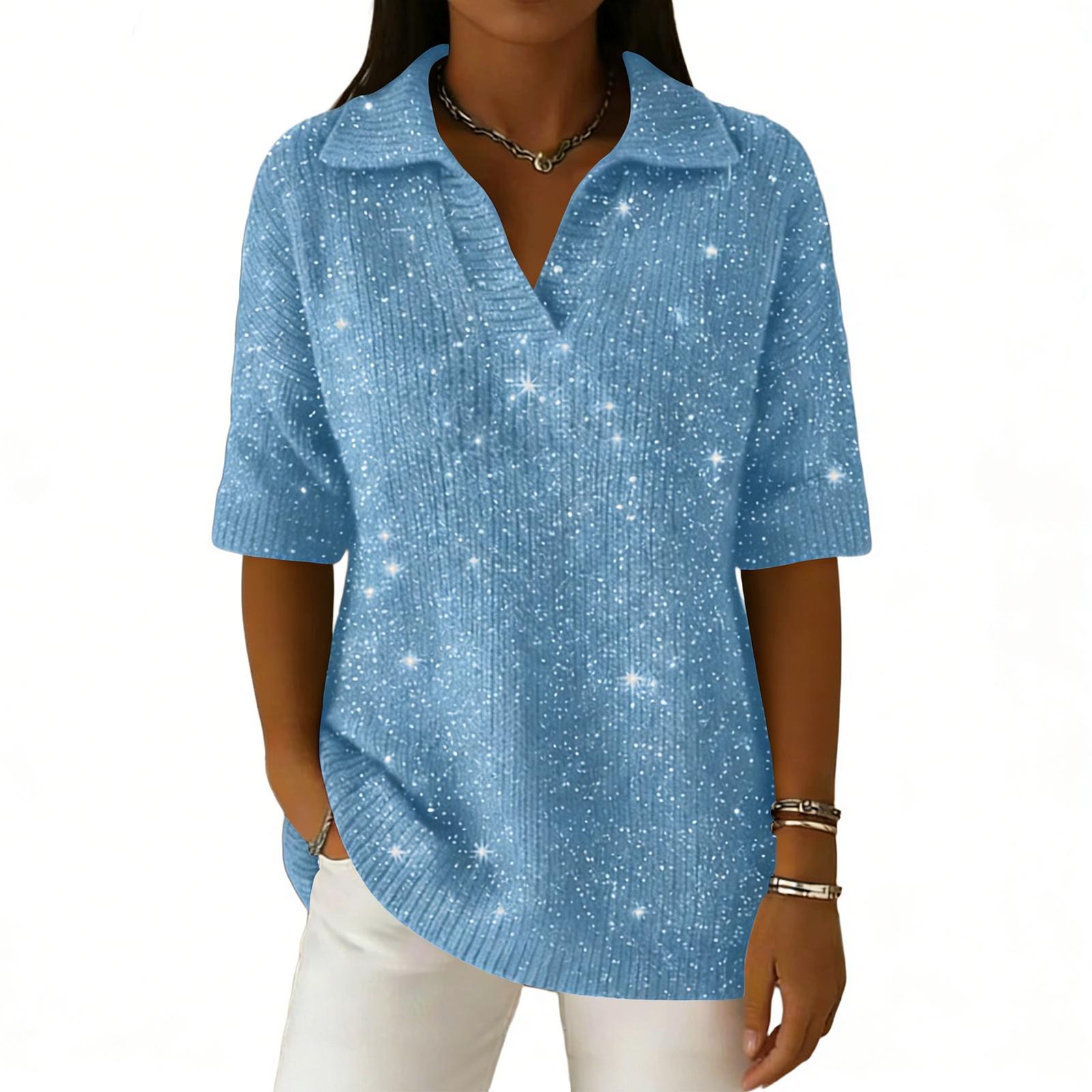 

Women s Blouse Fashionable And Casual T-shirt Top S синій