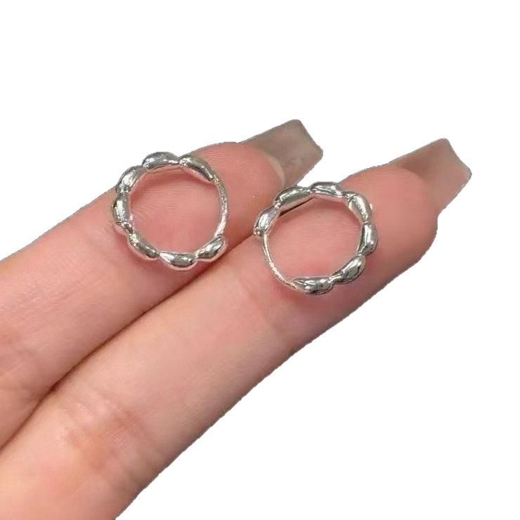 Seven Grains of Rice Sterling Silver 990 Earrings for Women - Summer Fashion Ear Studs & Cuff