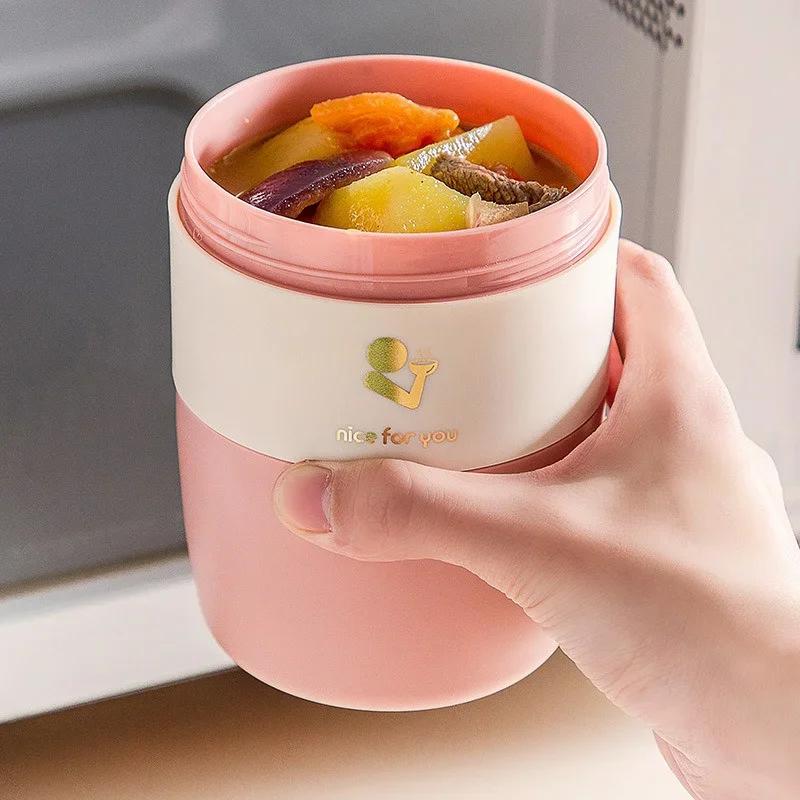 PP/304 Stainless Steel Lunch Box Vacuum Insulated Food Container Portable Lunch Sealed Thermos Cup Breakfast Cup Soup Bowl