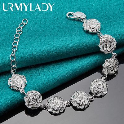925 Sterling Silber Rose Blume Kette Armband für Frauen Hochzeit Party Modeschmuck